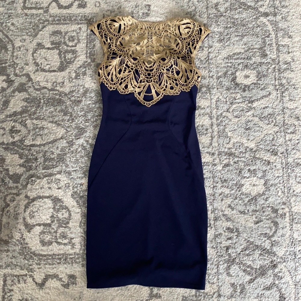Navy and gold dress